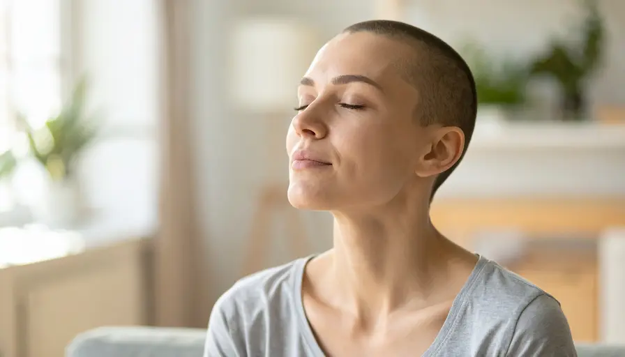 Mujer relajada representando los beneficios físicos de la liberación emocional.
