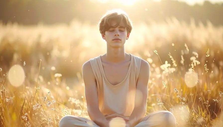 ¿Qué ocurre exactamente en nuestra mente y cuerpo cuando sentimos ansiedad? – Joven meditando en un campo al atardecer