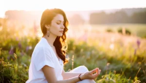 Mujer meditando al aire libre, 34 beneficios del mindfulness reconocidos por la ciencia