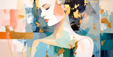 Ilustración artística de una mujer en actitud reflexiva, con tonos suaves y pinceladas doradas, representando la complejidad de la ansiedad y la introspección. ¿Qué es la ansiedad? Explicación del Alt Text: