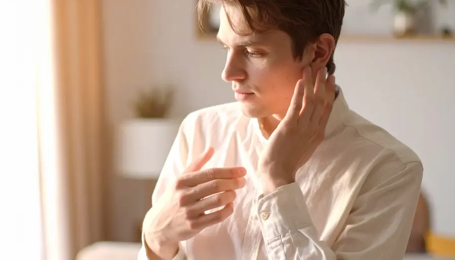 Persona en un momento cotidiano con atención puesta en su experiencia interna, relacionado con el miedo a perder el control.