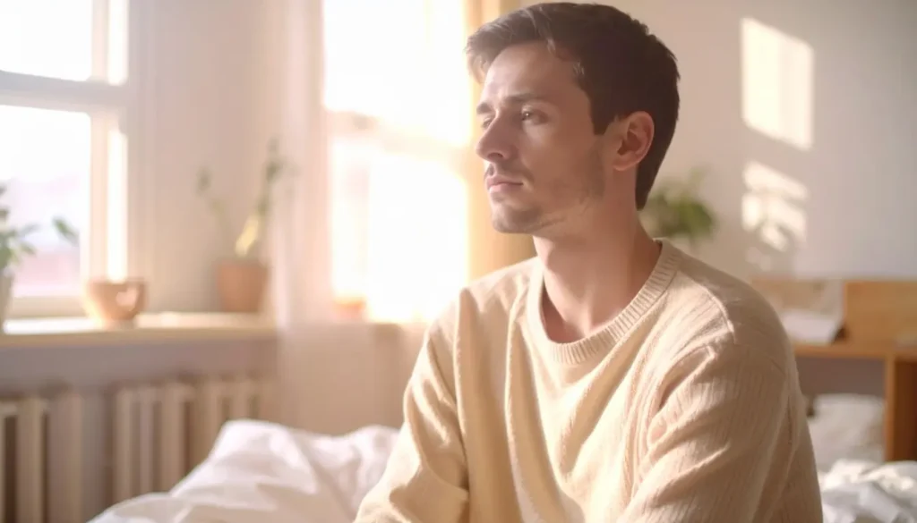 Pensamiento recurrente en la ansiedad, representado por una persona en introspección mientras la mente permanece activa