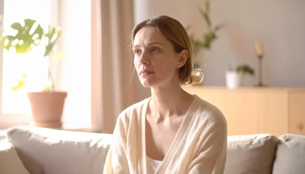 Pensamientos automáticos involuntarios en la ansiedad, representados por una persona en introspección