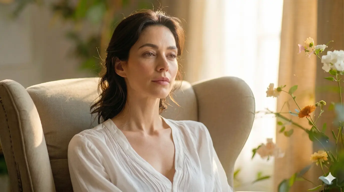 Mujer adulta en un momento de pausa y reflexión, imagen del acompañamiento para adultos con TDAH y ansiedad